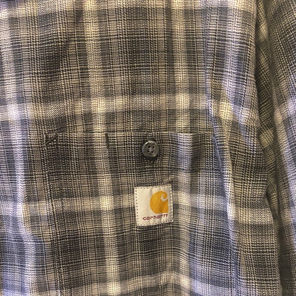 Carhartt Men's Gray Plaid Button-Down Shirt - Picture 2 of 6
